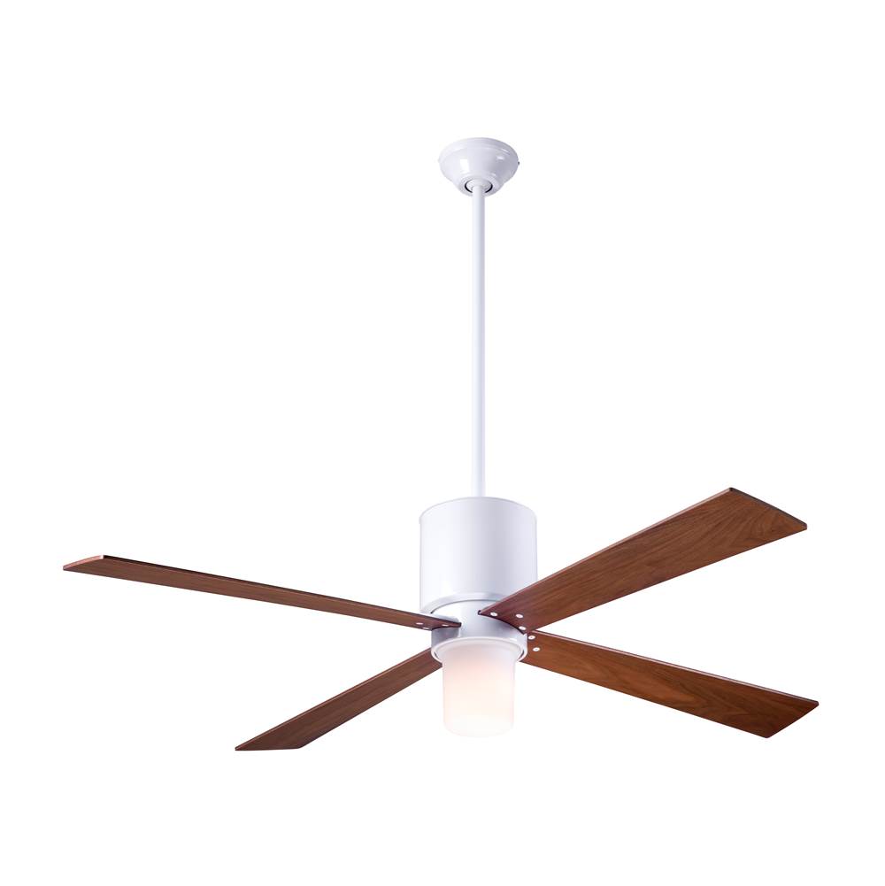 Modern Fan Company Lapa Fan; Gloss White Finish; 50'' Mahogany Blades; 17W LED; Handheld Remote Control (2-wire)