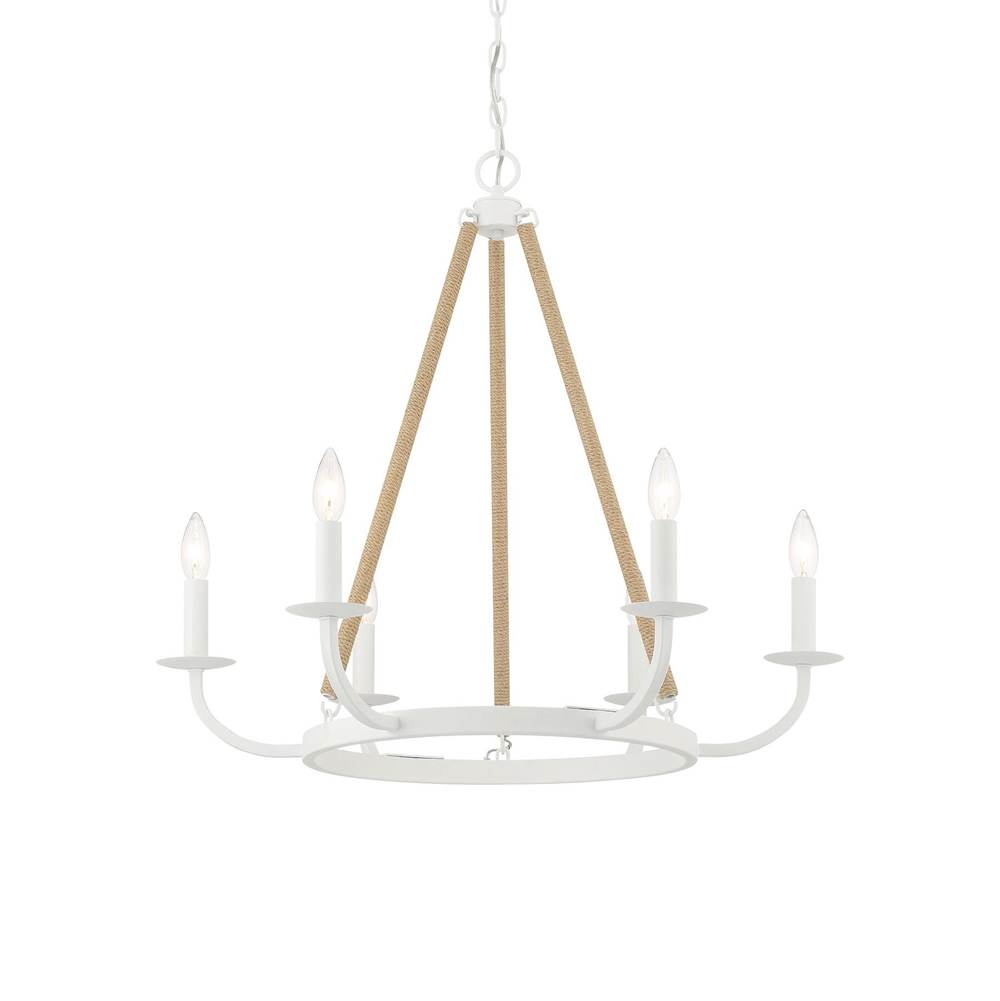 Minka-Lavery Lanton 6-Light Sand White with Natural Rope Chandelier