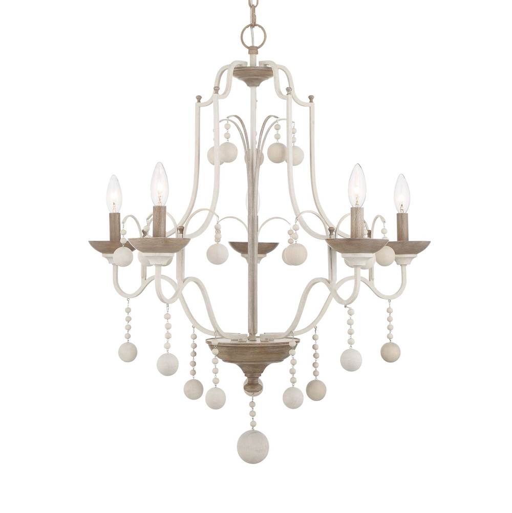 Minka-Lavery Colonial Charm 5-Light White Wash and Sun Dried Clay Chandelier
