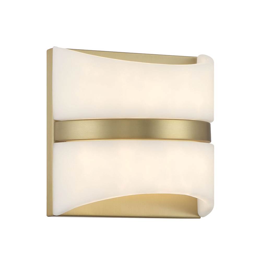 Minka-Lavery Velaux Soft Brass LED Wall Sconce with White Faux Alabaster Shade