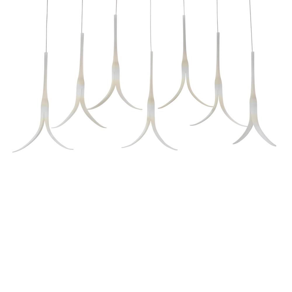 Metropolitan Lighting Featherly 7-Light Gold Island Light with White Frosted Glass Shades