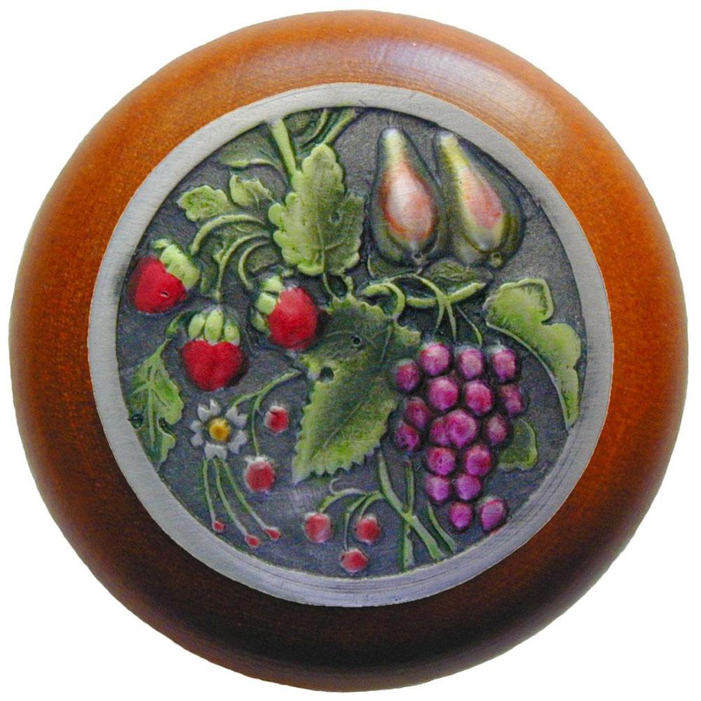 Notting Hill Tuscan Bounty Wood Knob in Hand-tinted Antique Pewter/Cherry wood finish