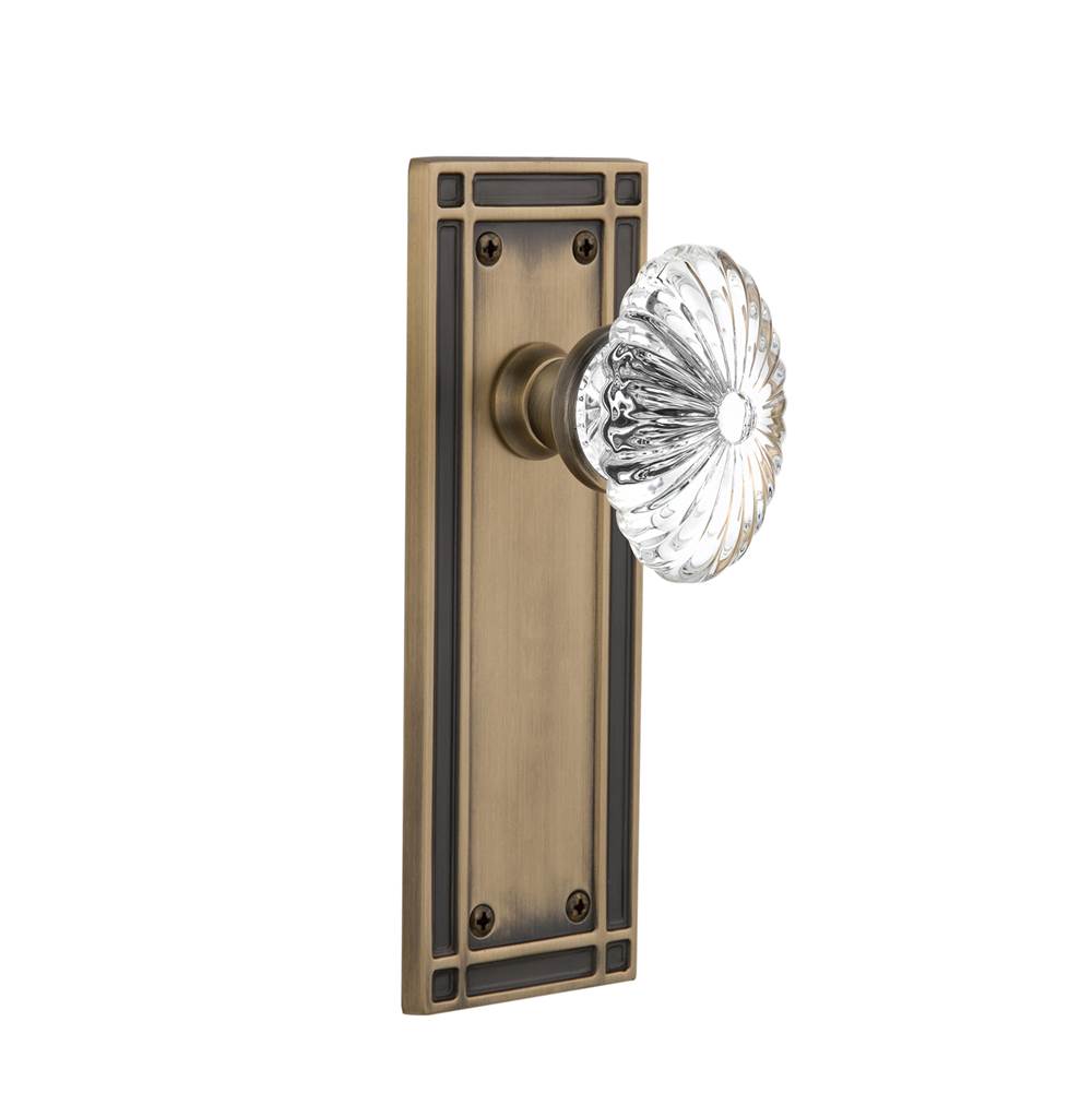 Nostalgic Warehouse Nostalgic Warehouse Mission Plate Passage Oval Fluted Crystal Glass Door Knob in Antique Brass