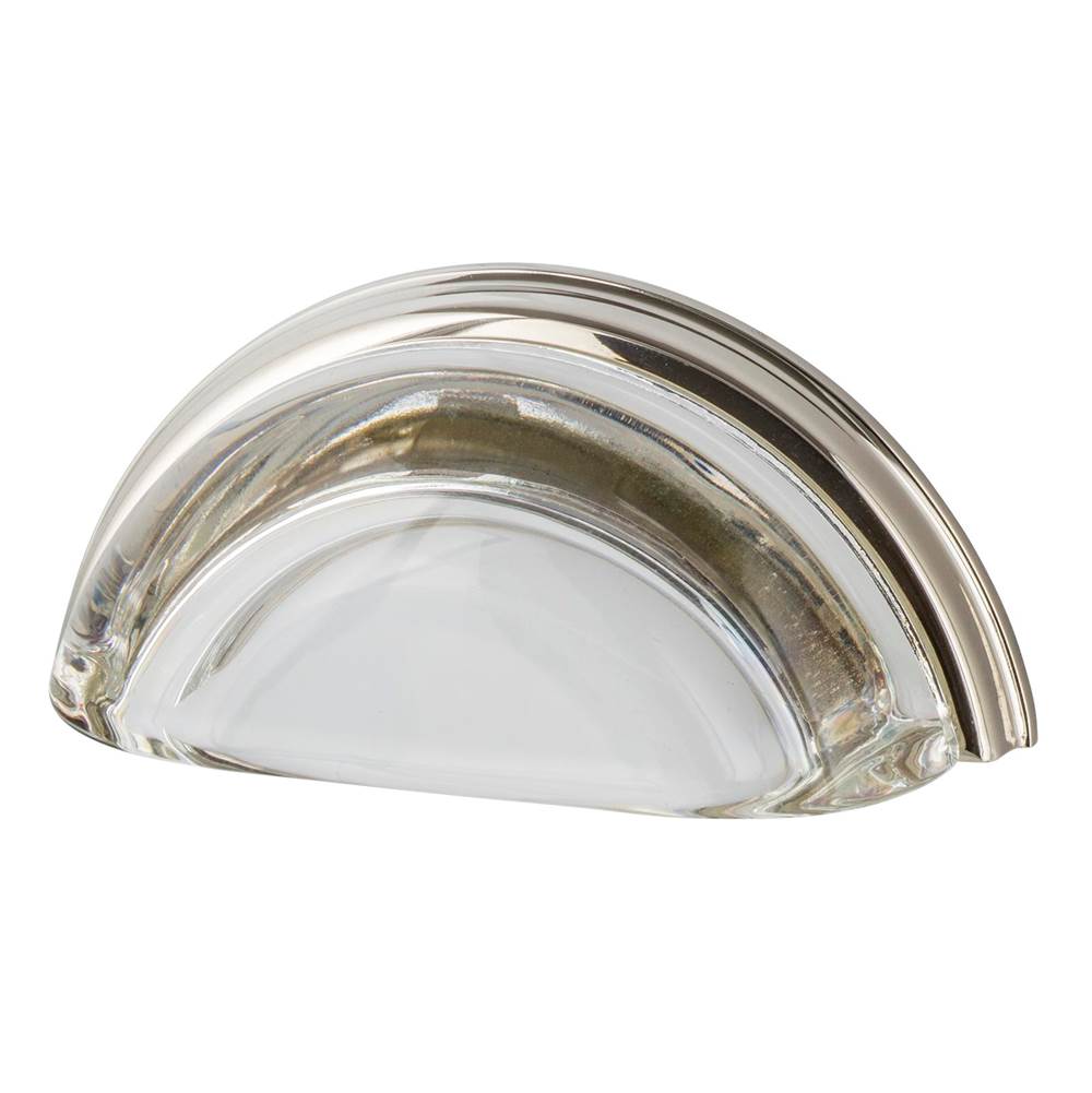 Nostalgic Warehouse Nostalgic Warehouse Cup Pull Crystal Clear 3'' on Center in Polished Nickel