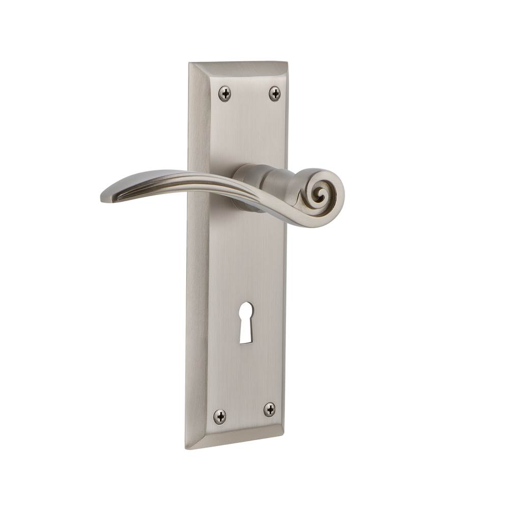 Nostalgic Warehouse Nostalgic Warehouse New York Plate Double Dummy with Keyhole Swan Lever in Satin Nickel