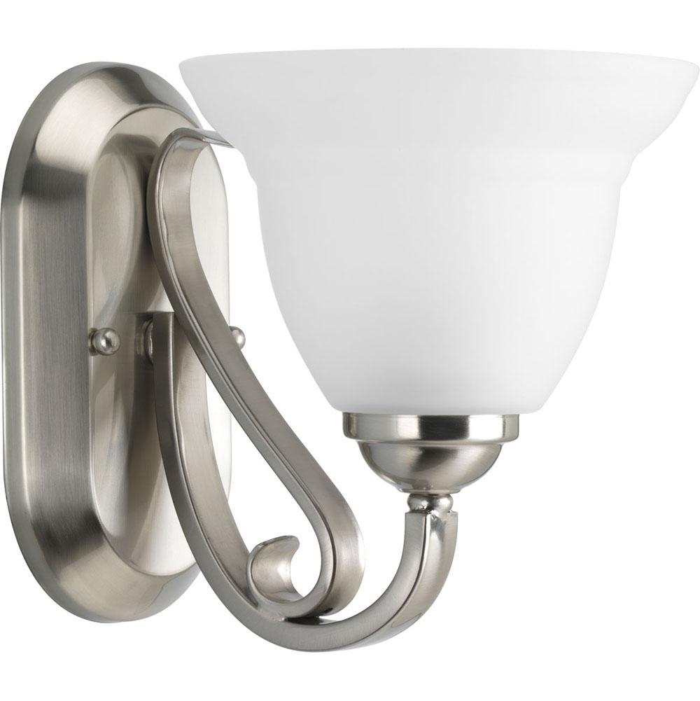 Progress Lighting Torino Collection One-Light Brushed Nickel Etched Glass Transitional Bath Vanity Light