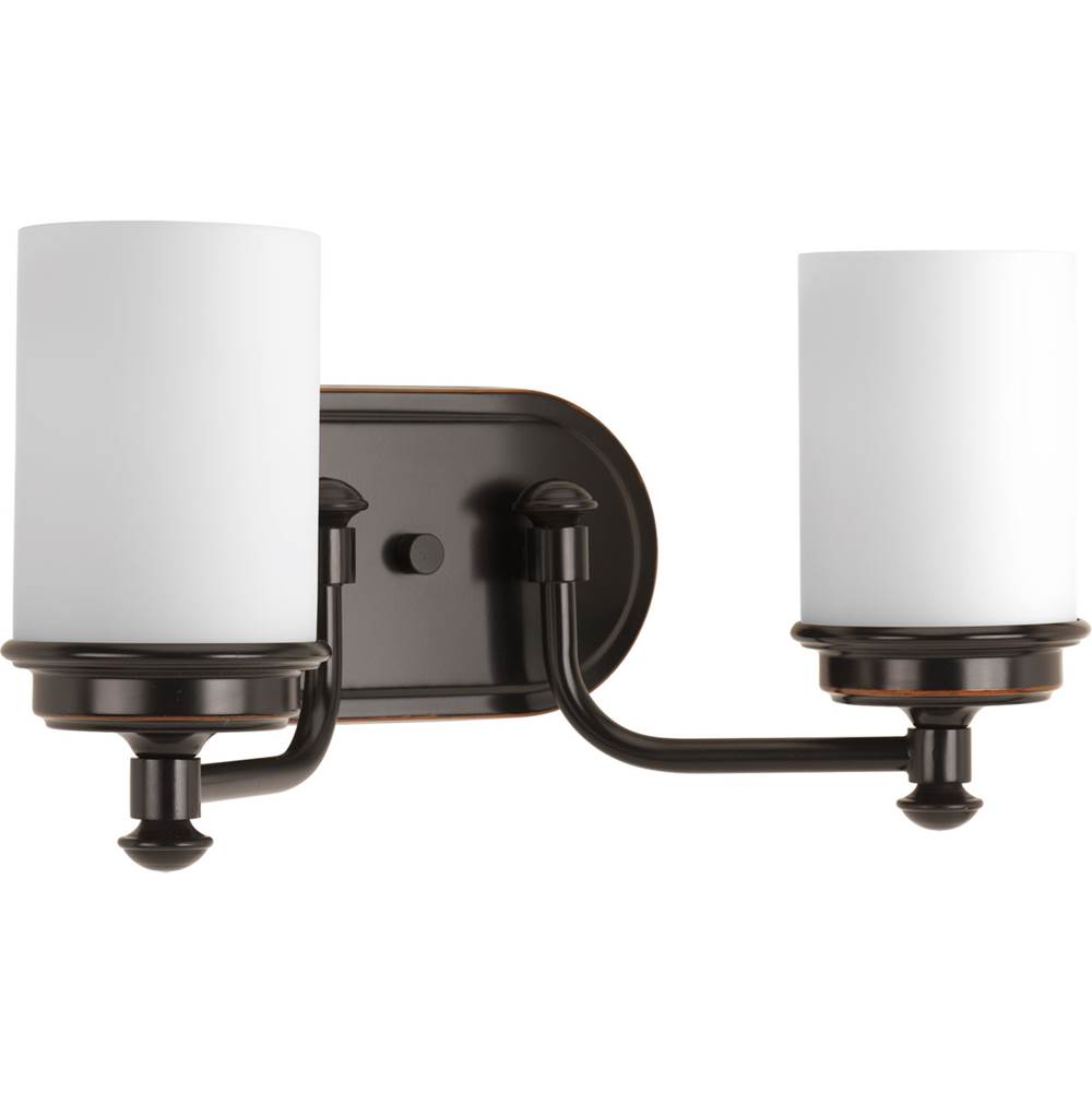 Progress Lighting Glide Collection Two-Light Rubbed Bronze Etched Opal Glass Coastal Bath Vanity Light