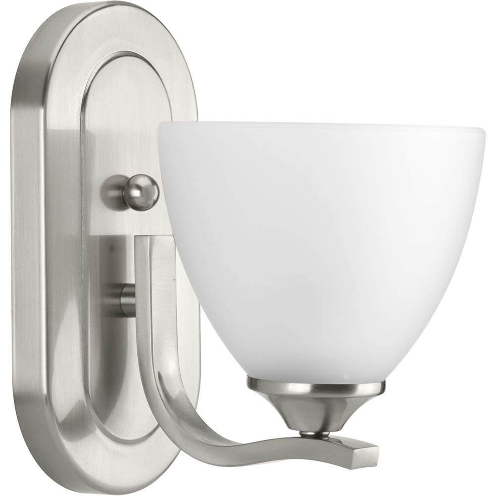 Progress Lighting Laird Collection One-Light Brushed Nickel Etched Glass Traditional Bath Vanity Light