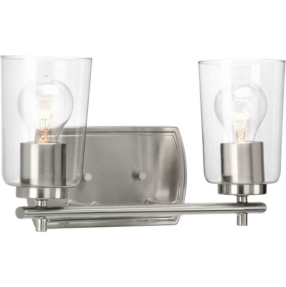 Progress Lighting Adley Collection Two-Light Brushed Nickel Clear Glass New Traditional Bath Vanity Light