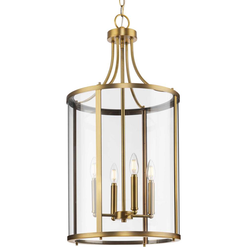 Progress Lighting Gilliam Collection Four-Light Vintage Brass New Traditional Hall and Foyer