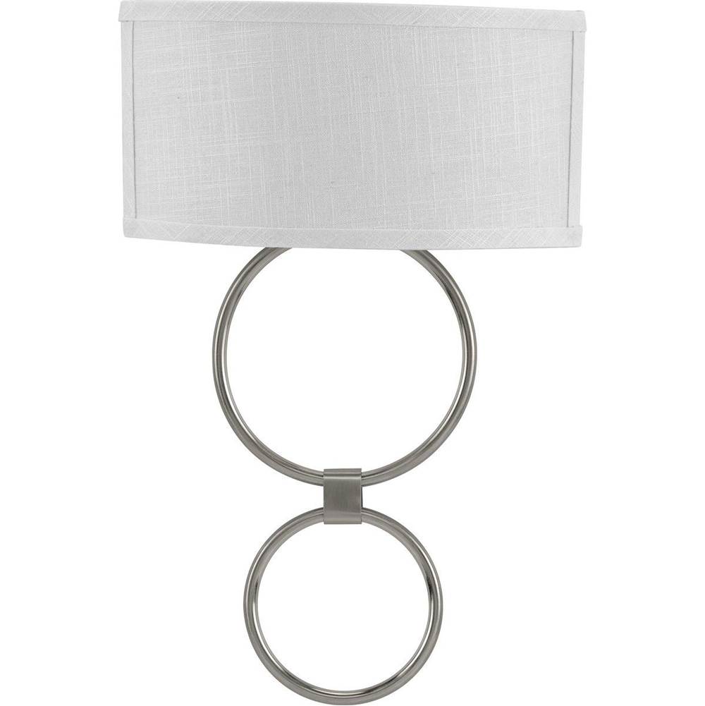 Progress Lighting LED Shaded Sconce Collection Brushed Nickel One-Light Circle LED Wall Sconce