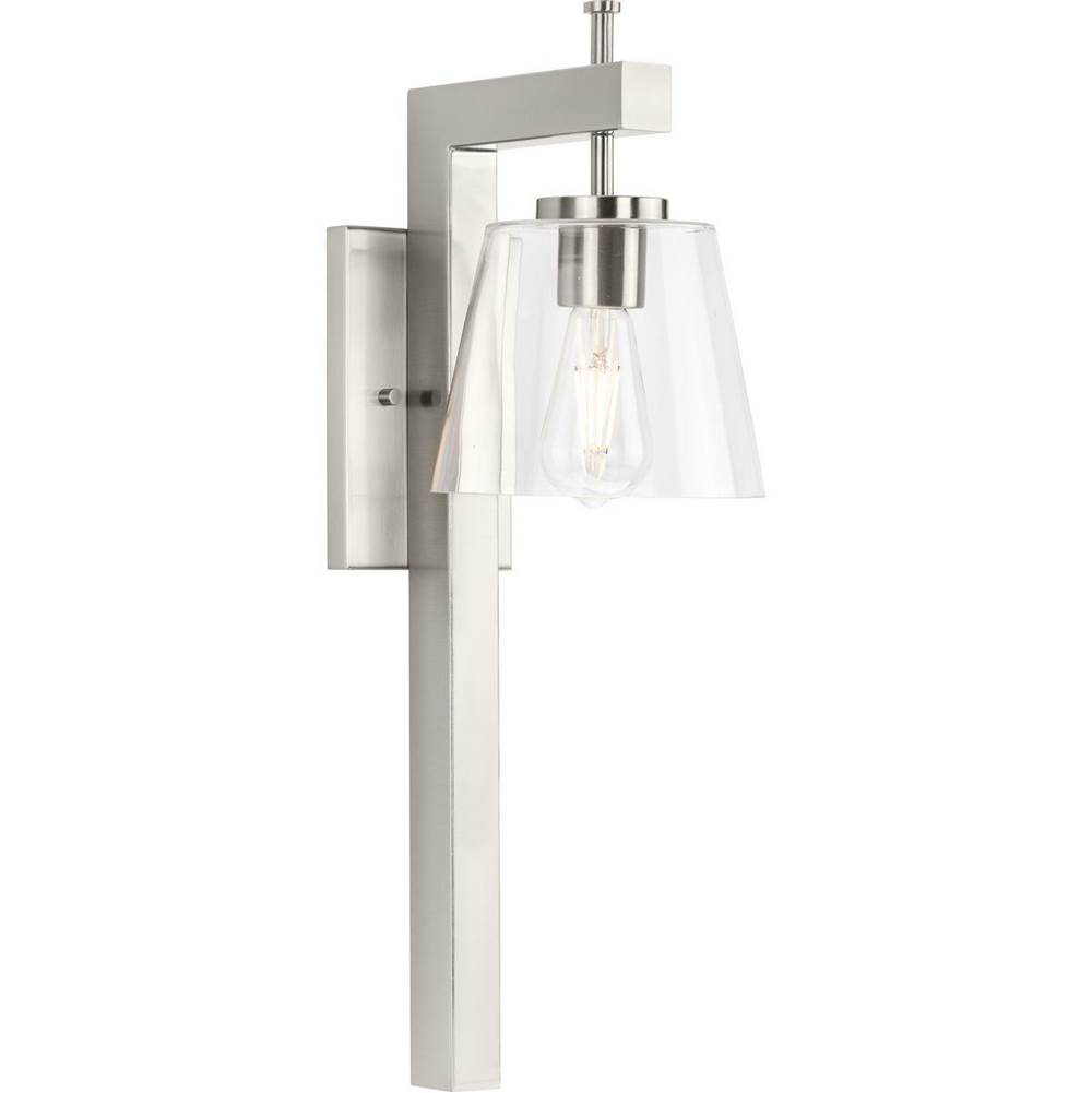 Progress Lighting Saffert Collection One-Light New Traditional Brushed Nickel Clear Glass Wall Light