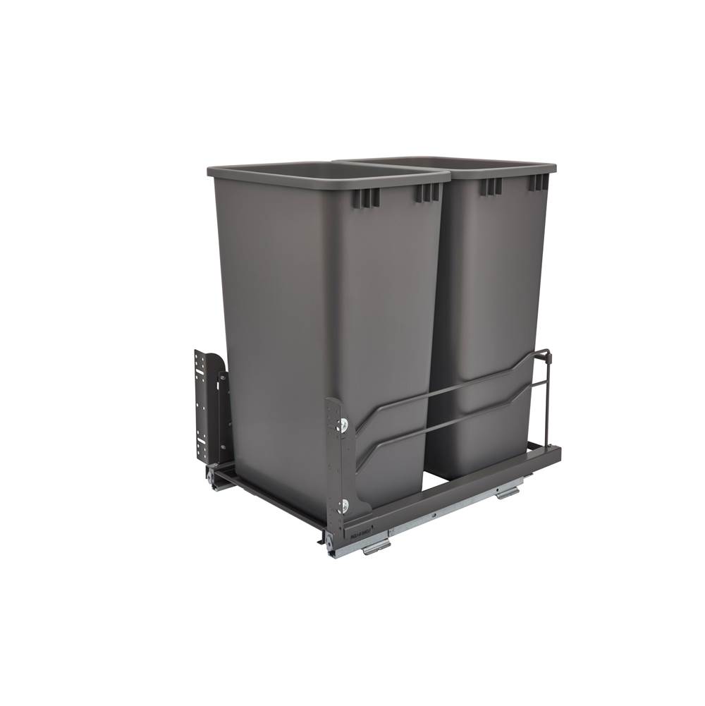 Rev-A-Shelf Steel Bottom Mount Double Pull Out Waste/Trash Container for Full Height Cabinets w/Soft Close