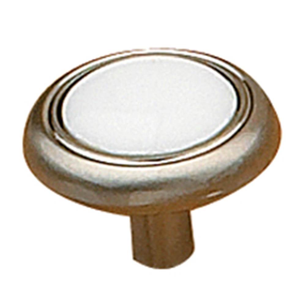 Richelieu America Eclectic Brushed Nickel and Ceramic Knob - 3816