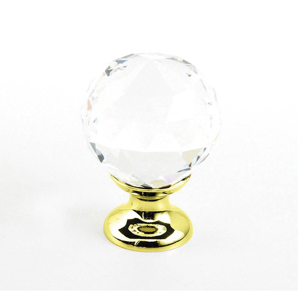 Schaub And Company Knob, Clear, Round Crystal, Polished Brass 1-1/8'' dia