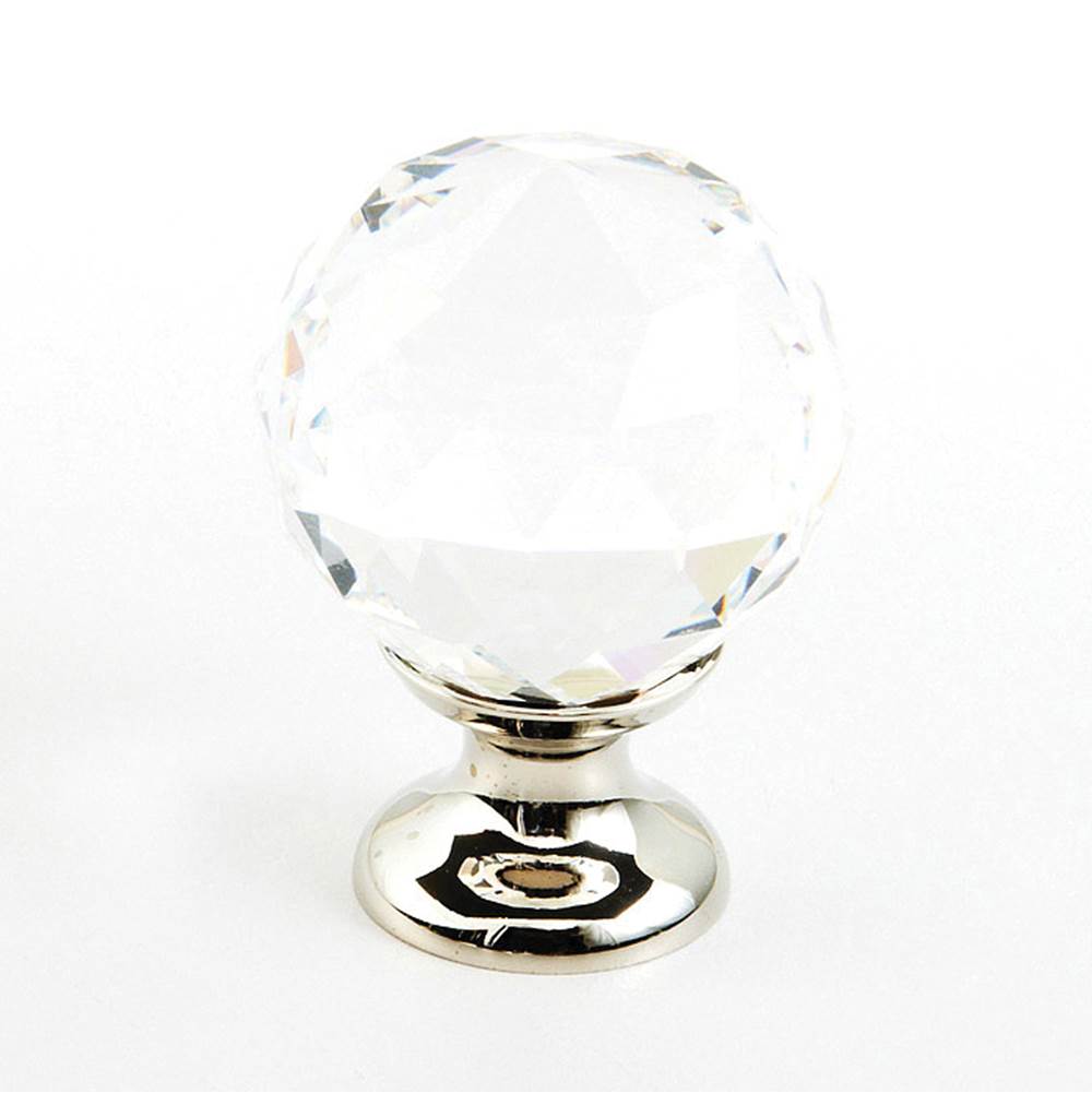 Schaub And Company Knob, Clear, Round Crystal, Polished Nickel 1-1/8'' dia