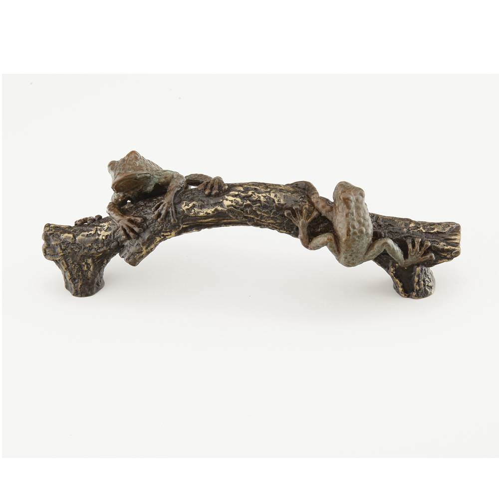 Schaub And Company Pull, Frog on a Log, Pompeian Bronze, Highlighted Bronze, 5-1/2'' cc