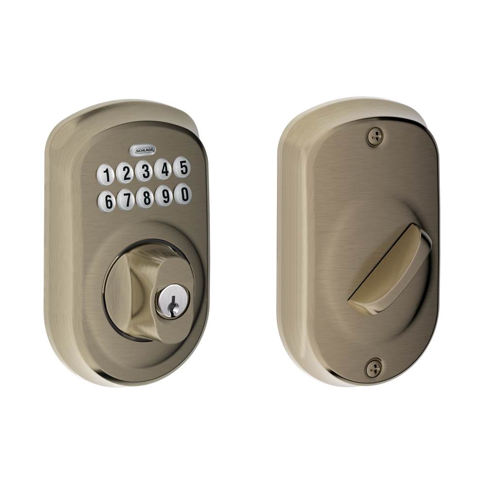 Schlage Keypad Deadbolt with Plymouth Trim in Antique Pewter