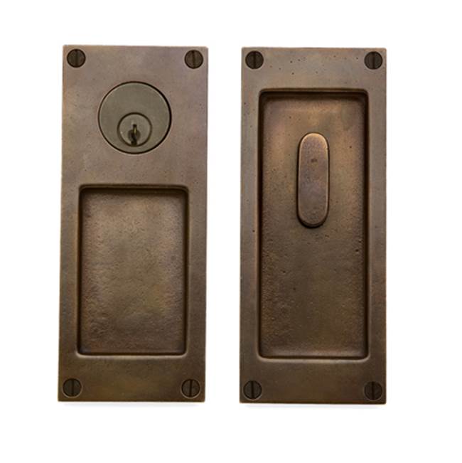 Sun Valley Bronze Double cylinder deadbolt gate latch entry set, reverse bevel. 3 1/2'' x 13''