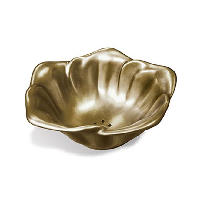 Sun Valley Bronze Lotus vessel sink. No drain required. 13'' outside, round.