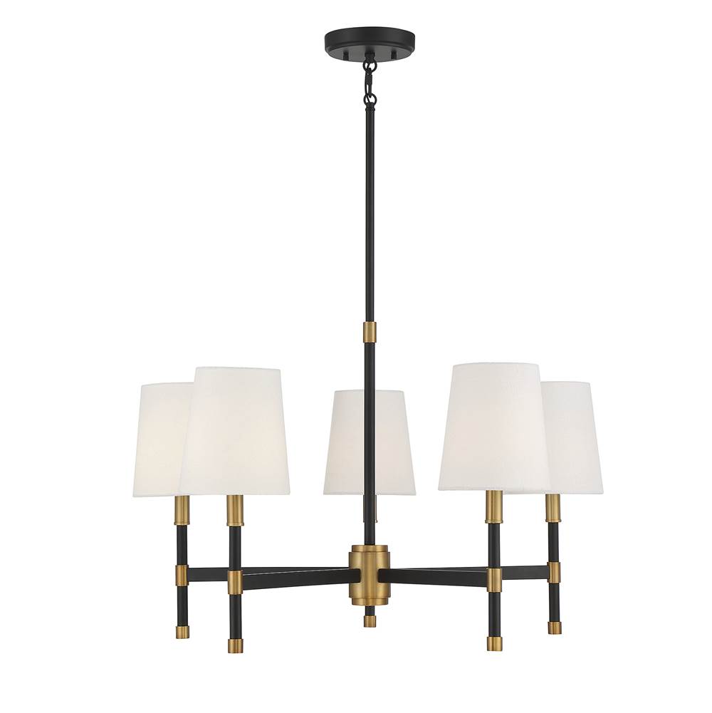 Savoy House Brody 5-Light Chandelier in Matte Black with Warm Brass Accents