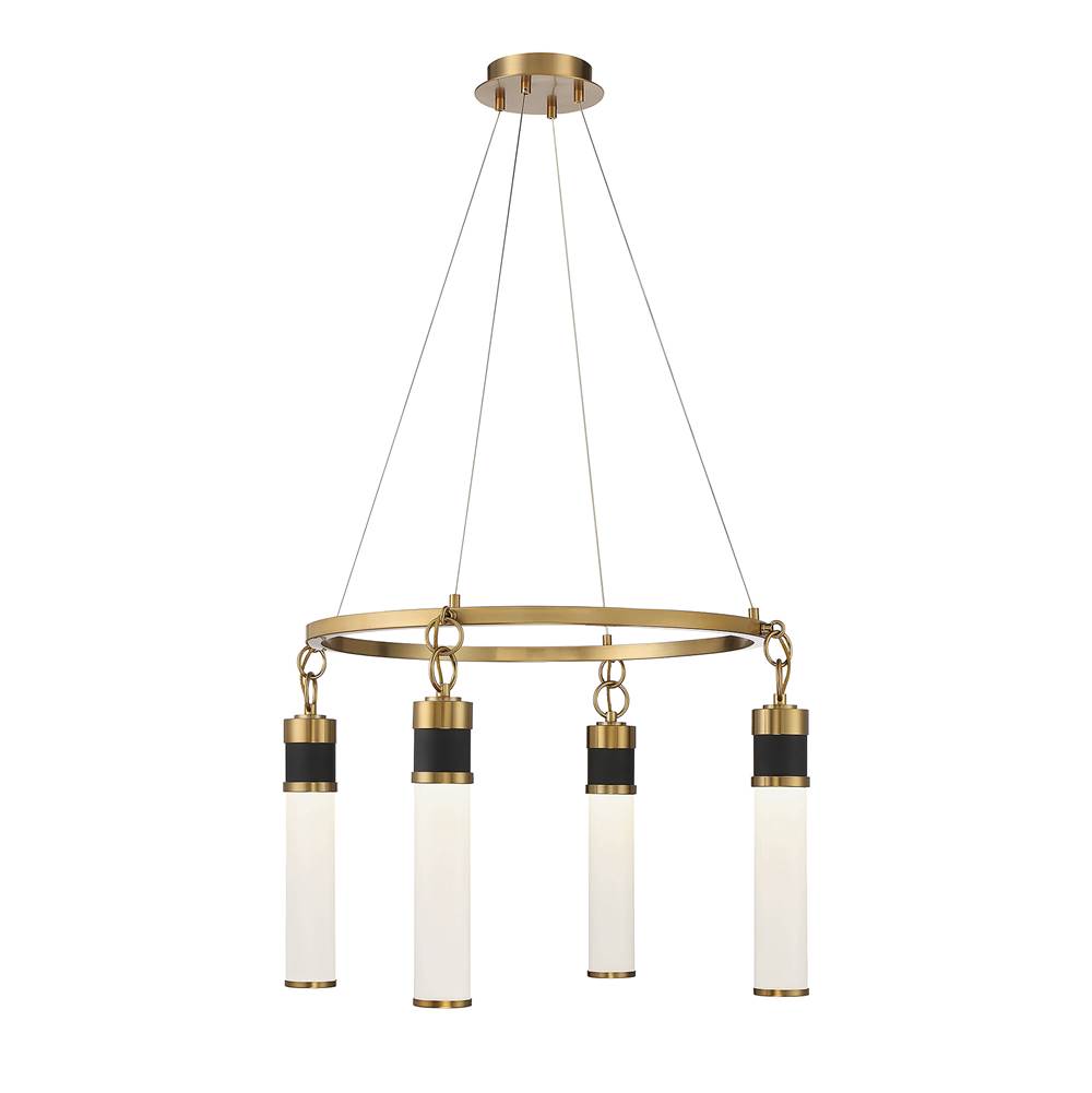 Savoy House Abel 4-Light LED Chandelier in Matte Black with Warm Brass Accents