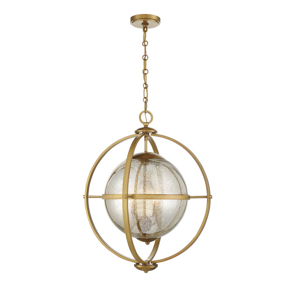 Savoy House Pearl 3-Light Pendant in Warm Brass