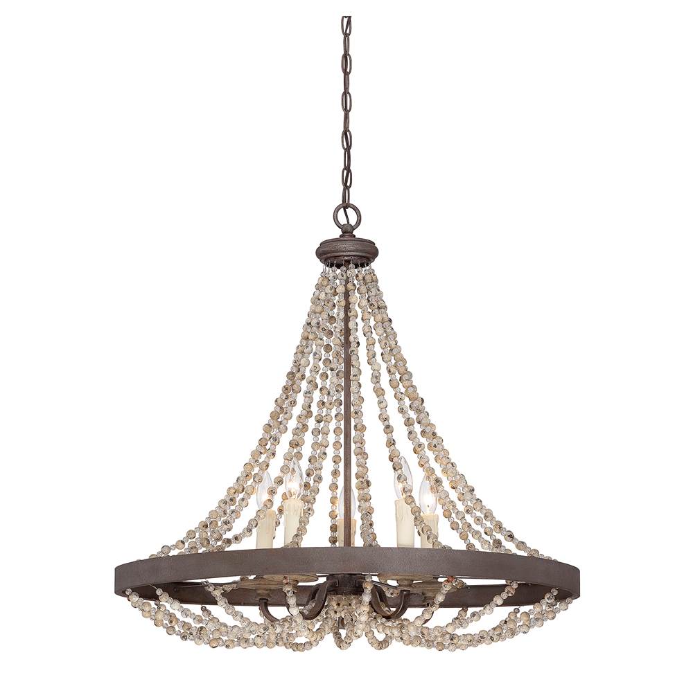 Savoy House Mallory 5-Light Pendant in Fossil Stone