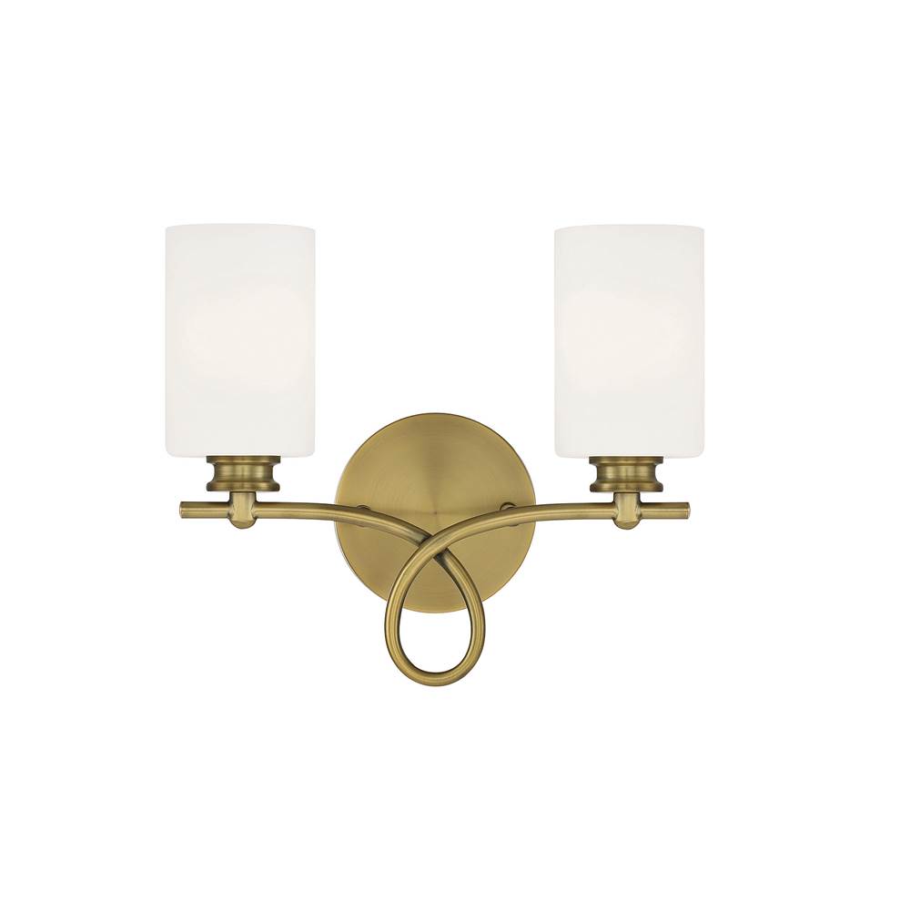 Savoy House Woodbury 2-Light Bathroom Vanity Light in Warm Brass