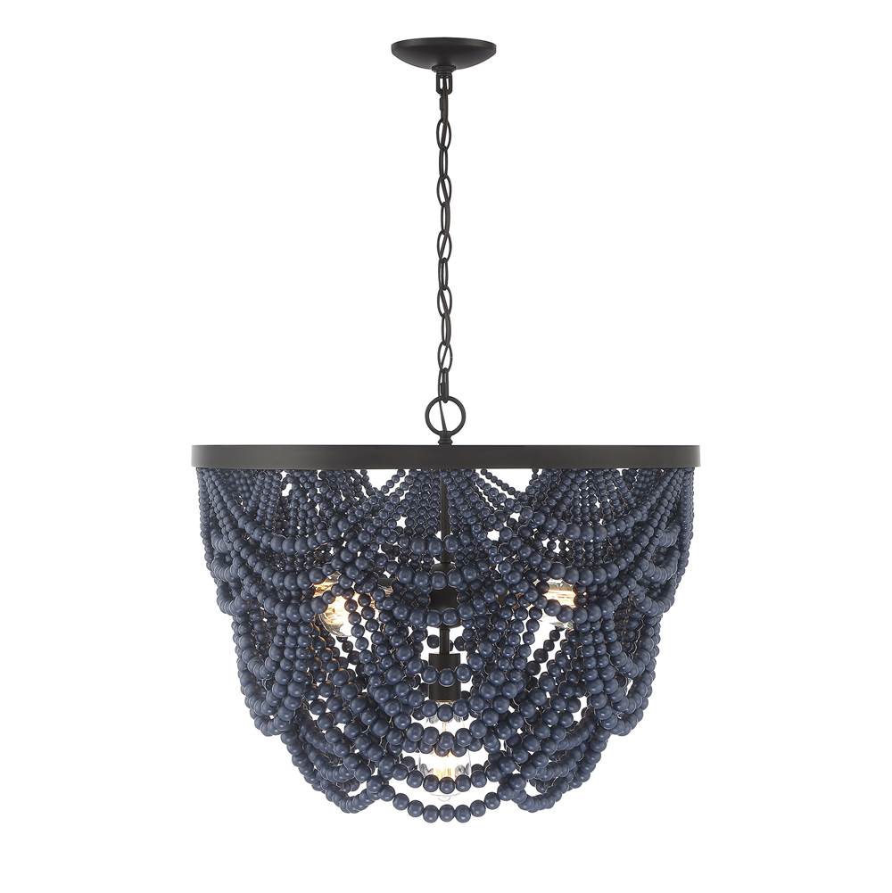 Savoy House 5-Light Chandelier in Navy Blue with Oil Rubbed Bronze