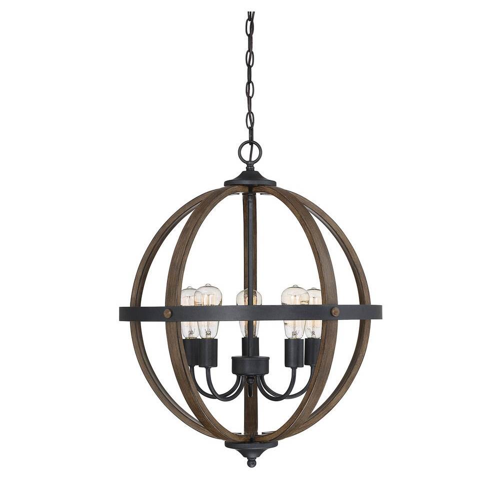 Savoy House 5-Light Chandelier in Wood with Black