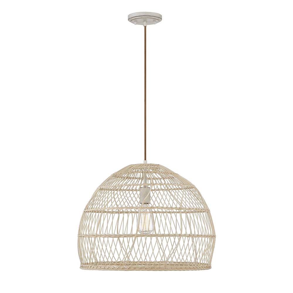 Savoy House 1-Light Pendant in Natural Rattan with A Matching Socket