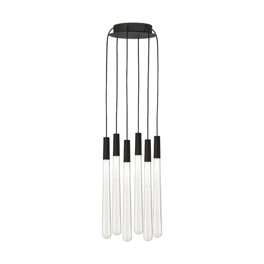 Visual Comfort Modern Collection Sean Lavin Pylon 6-Light Dimmable Led Crystal Light Chandelier With Nightshade Black Finish And Crystal Shades