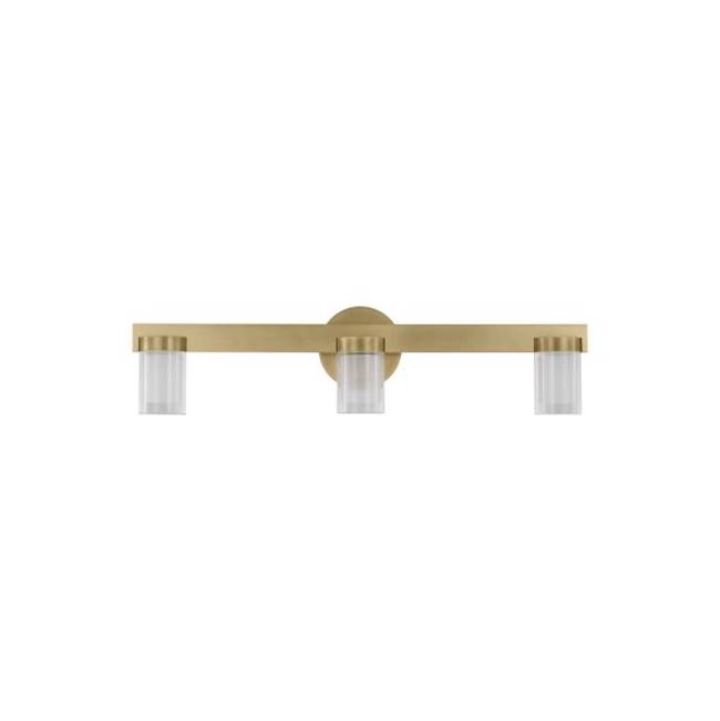Visual Comfort Modern Collection Kelly Wearstler Esfera 3-Light Dimmable Led Medium Bath Vanity With Natural Brass Finish And Crystal Shades