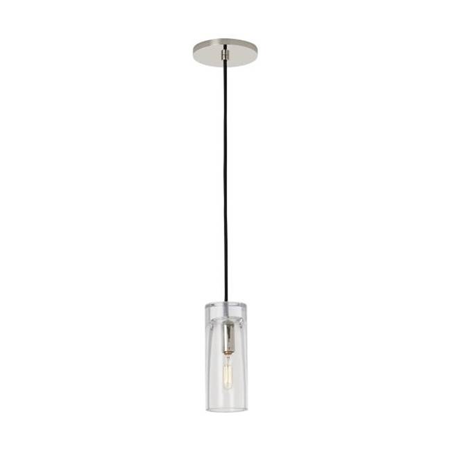 Visual Comfort Modern Collection Sean Lavin Horizon 1-Light Dimmable Small Accent Pendant With Polished Nickel Finish And Glass Shade