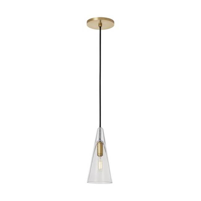 Visual Comfort Modern Collection Sean Lavin Lustra 1-Light Dimmable Small Accent Pendant With Natural Brass Finish And Glass Shade