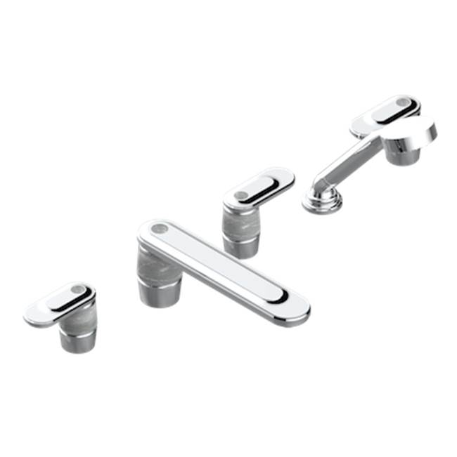 THG Roman Tub Set With 2 x 3/4'' Valves And Rim Mounted Ceramic Mixer With Progressive Cartridge And Handshower