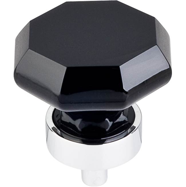 Top Knobs Black Octagon Crystal Knob 1 3/8 Inch Polished Chrome Base