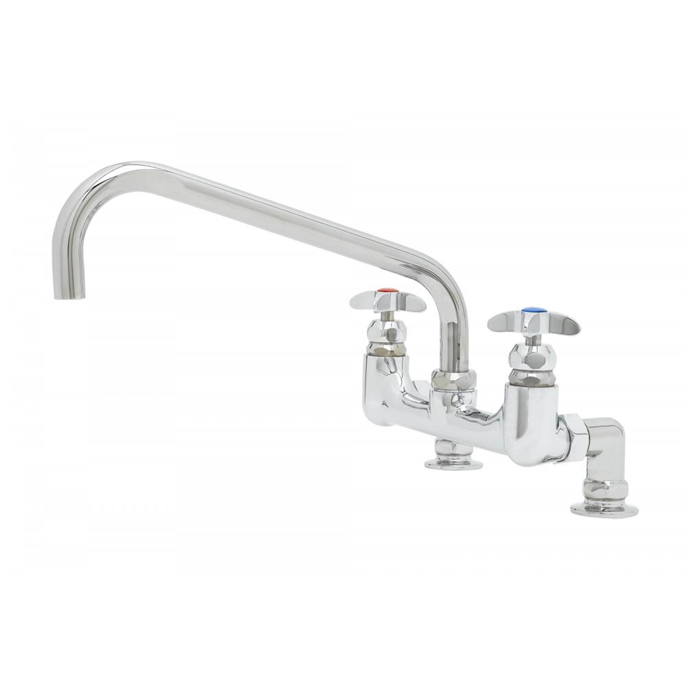 T&S Brass Big-Flo Mixing Faucet, 8'' Deck Mount, 12'' Swing Nozzle, 00YY Inlet Flanges