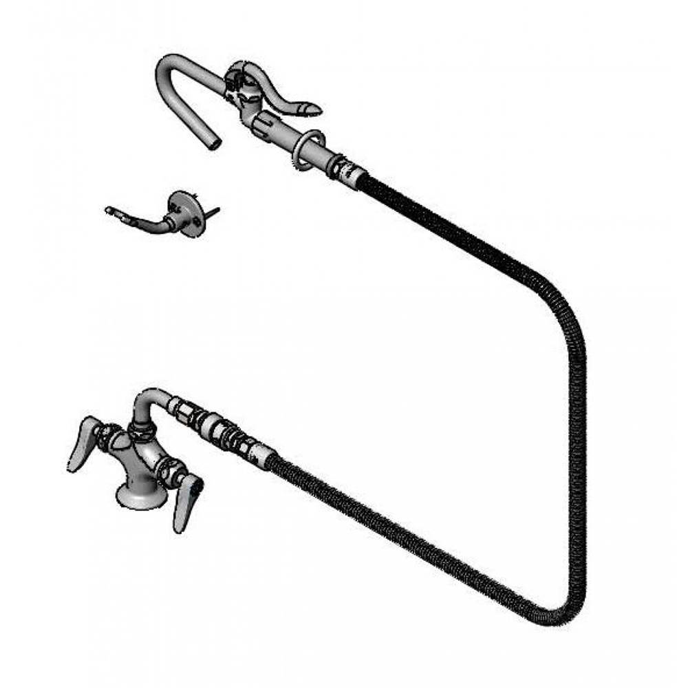 T&S Brass Double Pantry Faucet, Cerama w/ Check Valves, Hook Nozzle, VB, B-0060-H