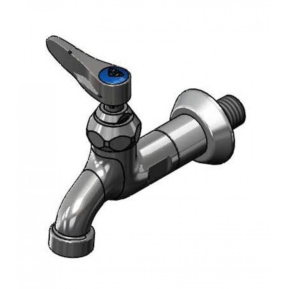 T&S Brass Sill Faucet, 1/2'' NPT Male Inlet, Lever Handle, Plain Outlet, Adjustable Flange