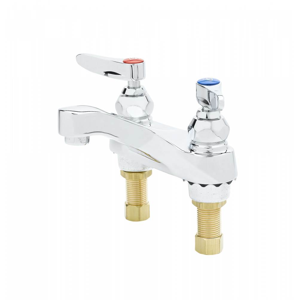 T&S Brass Lavatory Faucet, Deck Mount, 4'' Centers, 1.2 GPM Aerator & Lever Handles