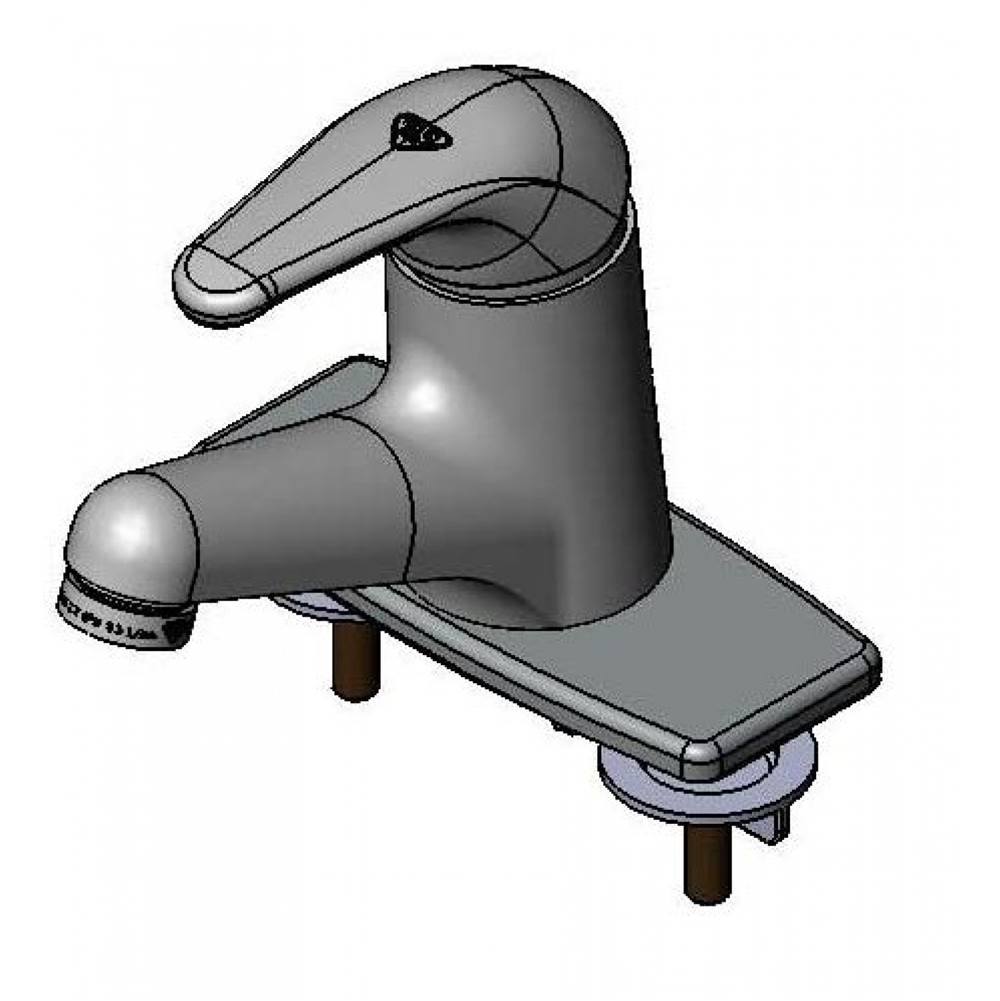 T&S Brass Single Lever Faucet, Ceramic, Short Spout, VR 2.2 GPM Aerator, Flex Lines, Deck Plate