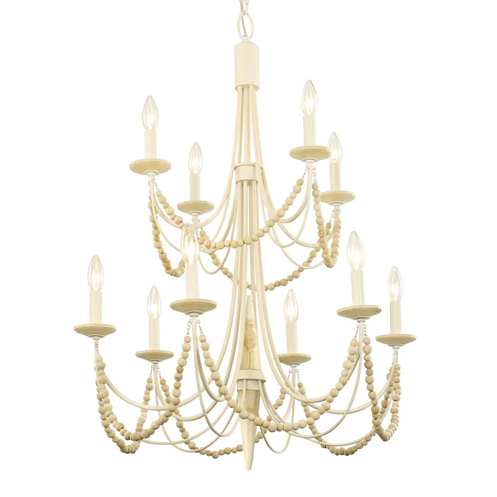 Varaluz Brentwood 10-Lt 2-Tier Chandelier - Country White