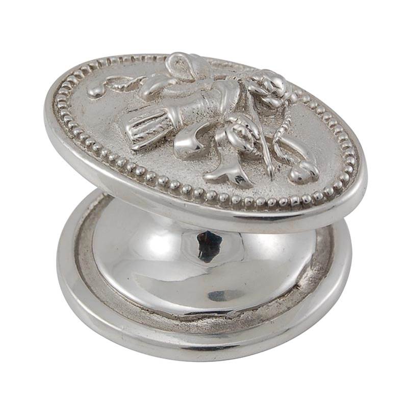 Vicenza Designs Sforza, Knob, Large, Oval, Polished Silver