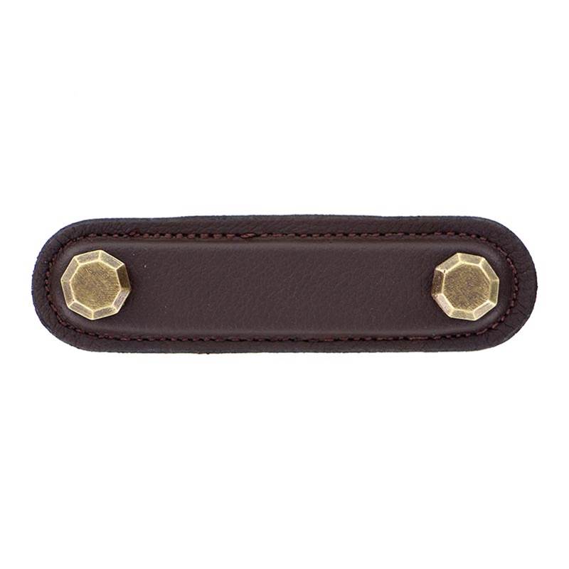 Vicenza Designs Archimedes, Pull, Leather, 3 Inch, Brown, Antique Brass