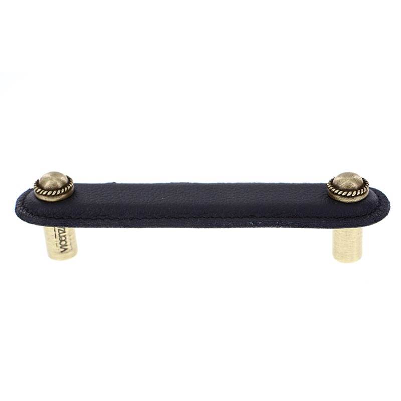 Vicenza Designs Equestre, Pull, Leather, 4 Inch, Black, Antique Brass