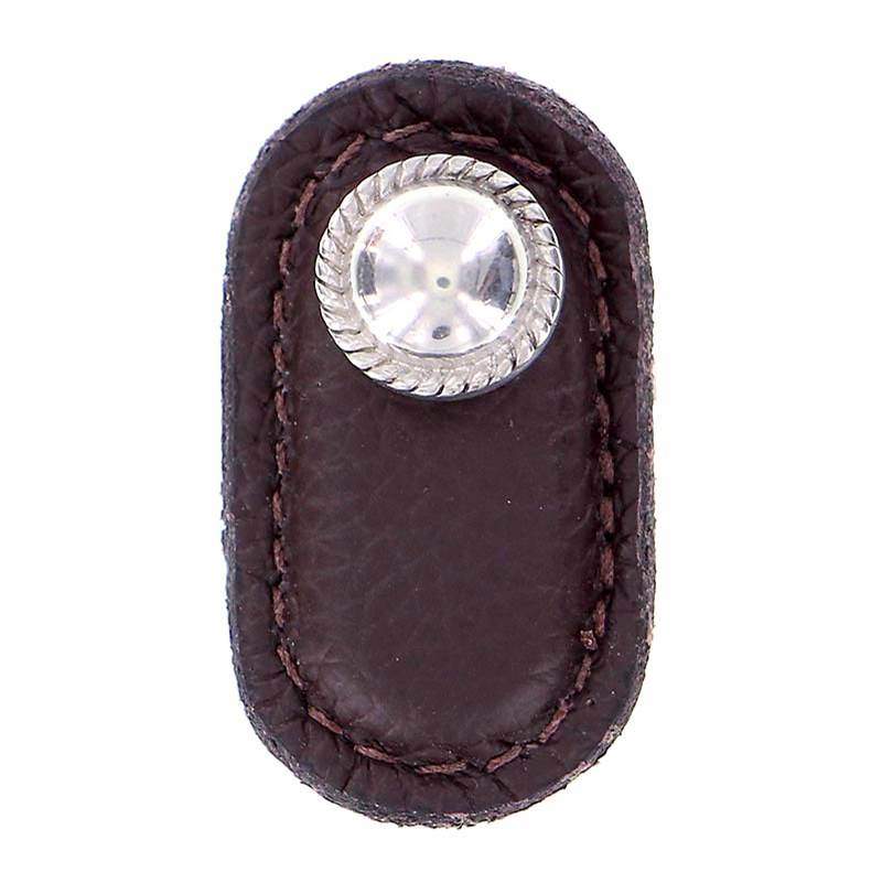 Vicenza Designs Equestre, Knob, Large, Leather, Brown, Polished Nickel
