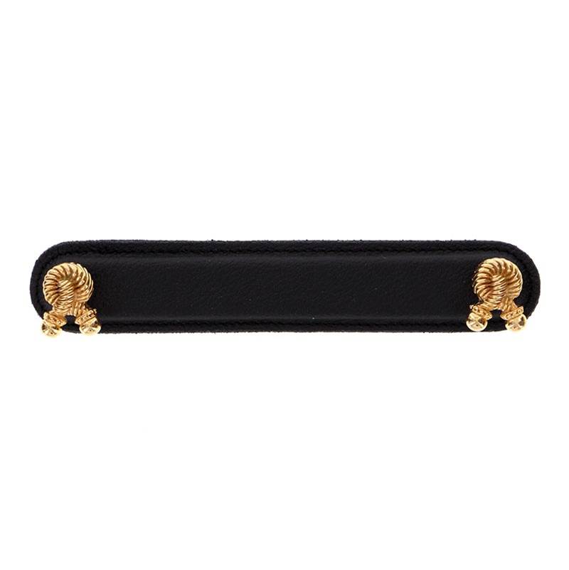 Vicenza Designs Equestre, Pull, Leather, Rope, 5 Inch, Black, Polished Gold