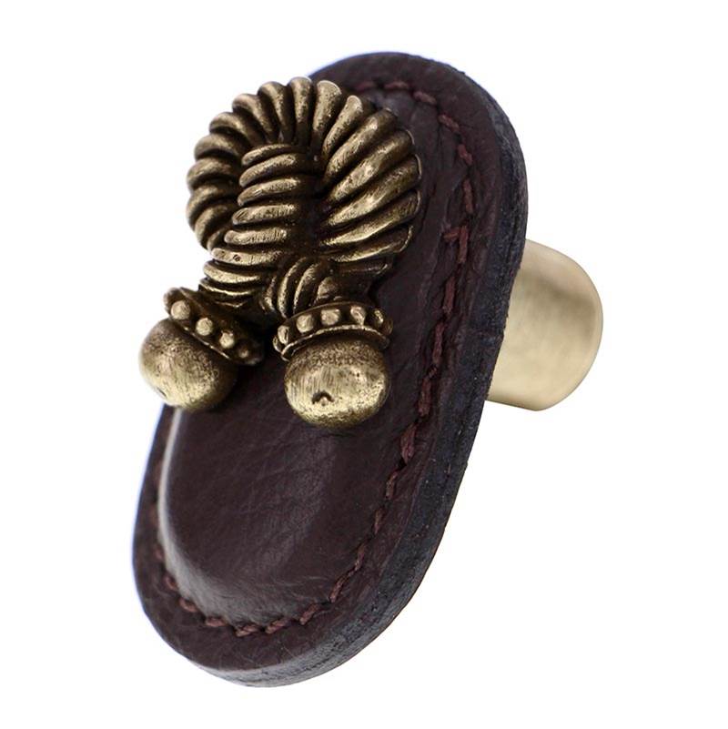 Vicenza Designs Equestre, Knob, Large, Leather, Rope, Brown, Antique Brass